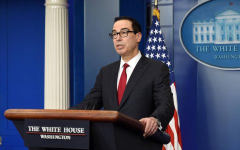 Treasury Secretary Steven Mnuchin speaks at the Press Briefing -  DC