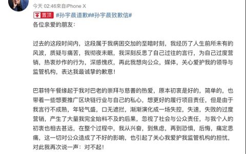 孙宇晨深夜致歉 波场恐遭下架？比特币耶稣签证被拒