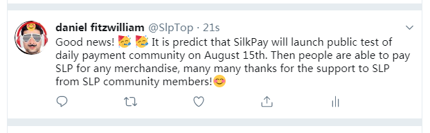 Daniel Fitzwilliam：SilkPay将开通日常支付公测
